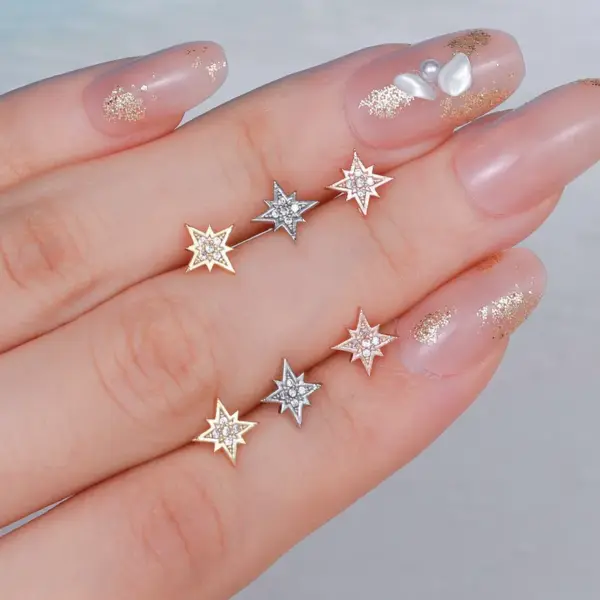 Wholesale Fashion Star Brass Plating Zircon Ear Studs 1 Piece