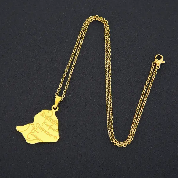 Wholesale Map Of Guiana Map Letter 201 Stainless Steel 304 Stainless Steel Vintage Style Ethnic Style 304 Stainless Steel Pendant Necklace