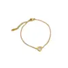 PVD Coated Real Gold Plated Heart Shape Titanium Steel Simple Style Waterproof Non Tarnish Bracelets
