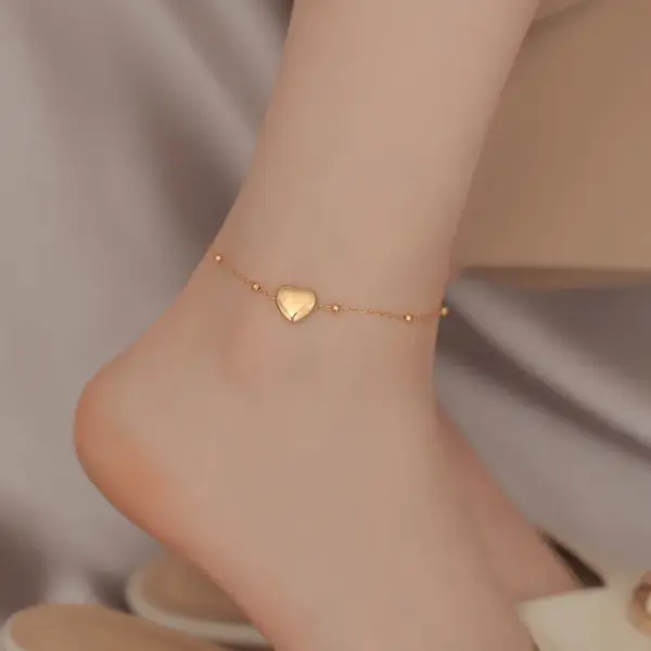 Wholesale Fashion Heart Shape Titanium Steel Plating Women's Anklet