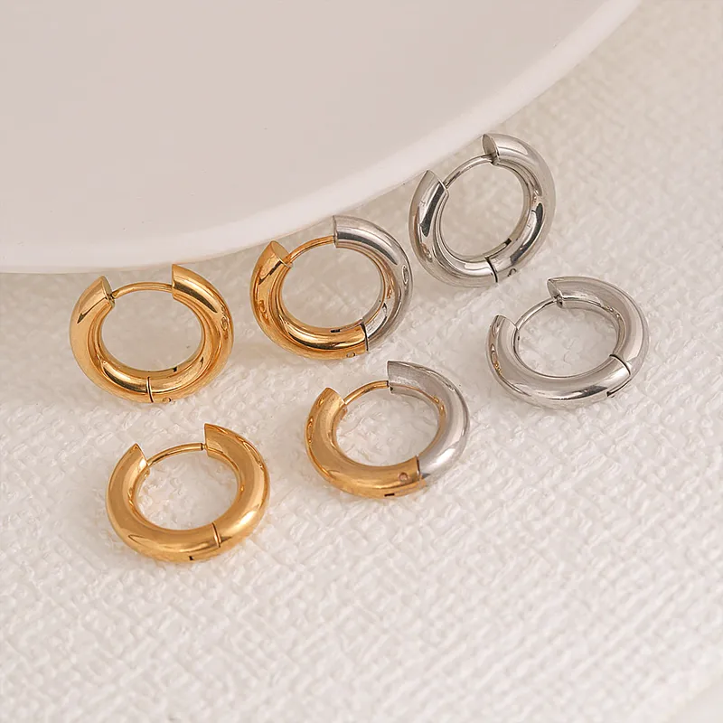 Wholesale Ion Plating (IP) Round 304 Stainless Steel Casual Simple Style Waterproof Non Tarnish Earrings