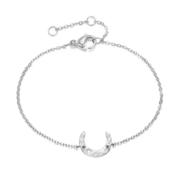 Wholesale PVD Coated 14K Gold Real Gold Plated Moon Stainless Steel Simple Style Waterproof Non Tarnish 304 Stainless Steel Bracelets