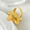 Wholesale PVD Coated Real Gold Plated 14K Gold Flower 304 Stainless Steel Vintage Style Waterproof Non Tarnish Open Ring