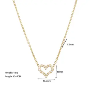 Wholesale PVD Coated Real Gold Plated Heart Shape Stainless Steel Simple Style Waterproof Non Tarnish Stainless Steel Pendant Necklace