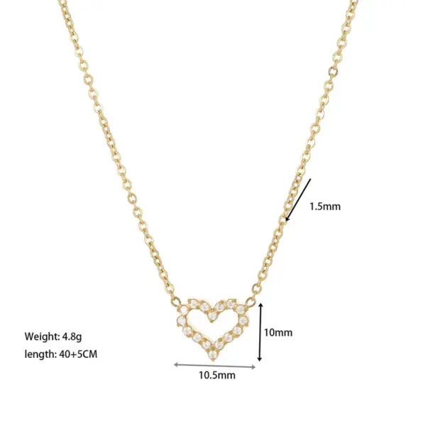 Wholesale PVD Coated Real Gold Plated Heart Shape Stainless Steel Simple Style Waterproof Non Tarnish Stainless Steel Pendant Necklace