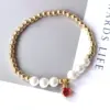 Wholesale Copper Ball Chain Beaded Pearl Cherry Strawberry Chili Bracelets
