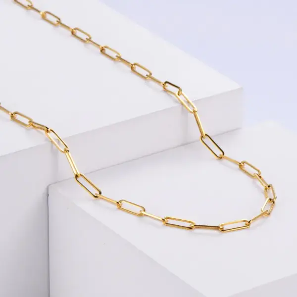 Wholesale PVD Coated 18K Gold Plated Geometric 304 Stainless Steel Simple Style Waterproof Non Tarnish 304 Stainless Steel Necklace