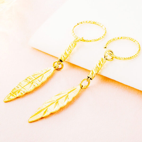Wholesale Gold-Plated Retro Earrings for Women Long Gold Leaf Tassel Earrings Earrings Mother's Day Gift