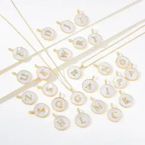 Wholesale Copper 18K Gold Plated Simple Style Classic Style Inlay Letter Letter Shell Zircon Pendant Necklace