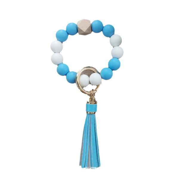Wholesale Silicone leather tassel bracelet keychain