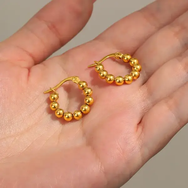 Wholesale 201 Stainless Steel Geometric Vacuum Plating Stone-Free 18K Gold Plated Vacation Plating Earrings