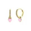 1 Pair French Style Sweet Heart Shape Copper Enamel Plating Inlay Zircon Gold Plated Drop Earrings
