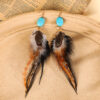 Wholesale Turquoise long feather earrings