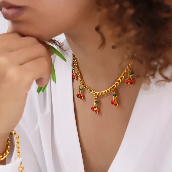 304 Stainless Steel Glass Geometric PVD Coated 18K Real Gold Plated Real Gold Plated Princess Luxurious British Style Waterproof Non Tarnish Plating Jewelry Set