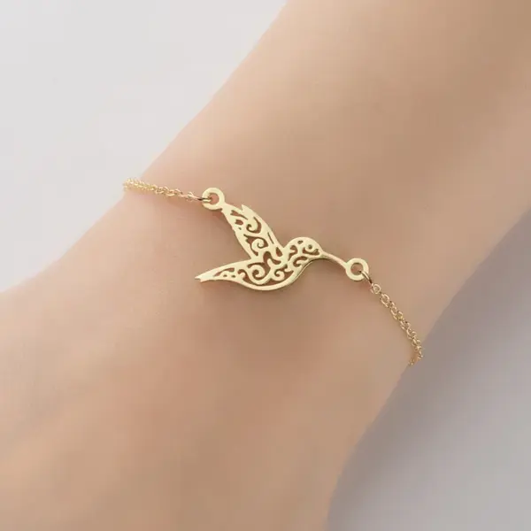 Wholesale PVD Coated 18K Gold Real Gold Plated Hummingbird 201 Stainless Steel Casual Simple Style Waterproof Non Tarnish 201 Stainless Steel Bracelets