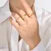 Wholesale PVD Coated Real Gold Plated Solid Color 304 Stainless Steel Simple Style Waterproof Non Tarnish Rings