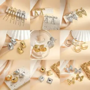 1 Pair Retro Commute Geometric Plating Titanium Steel Ear Studs