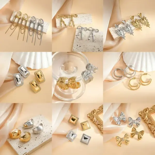 1 Pair Retro Commute Geometric Plating Titanium Steel Ear Studs