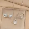 Wholesale Ion Plating (IP) Real Gold Plated Little Bear Stainless Steel Cute Waterproof Non Tarnish Rings Earrings Necklace