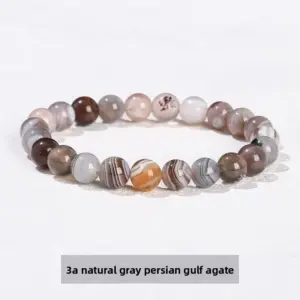 3a Natural Gray Persian Gulf Agate Bracelet / Diameter 8.1-8.8mm (about 21-23 Pieces)