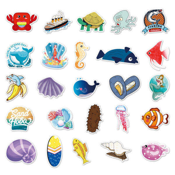 Wholesale 100 cartoon marine animal cross-border Laptop Luggage scooter motorcycle decorative stickers