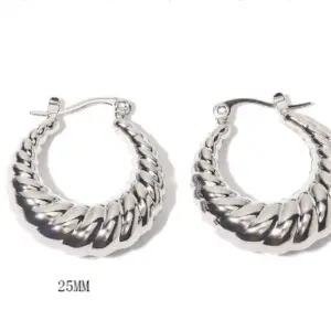 Hollow round Twist Earrings-[Xlh212] Double D Steel Color-ZN438S / 18K