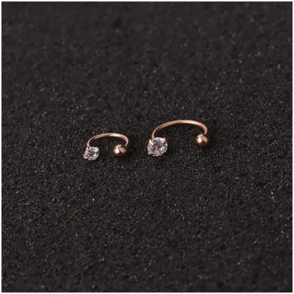 Hot Sale Piercing Zircon C-type Nose Nail Stainless Steel Screw Earrings Nose Pin