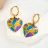 Wholesale Stainless Steel Heart Shape PVD Coated Real Gold Plated 18K Gold Elegant Luxurious Enamel Colour Earrings