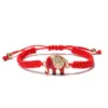 Fashion Hand-woven Multi-color Red Rope Elephant Copper Bracelet
