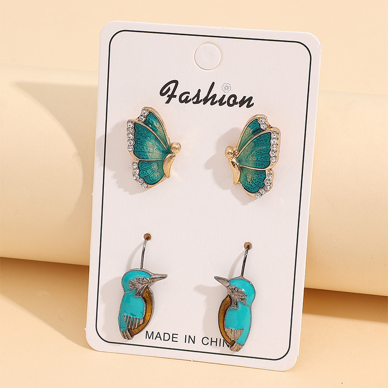 Wholesale trade new fashion oil butterfly earring set