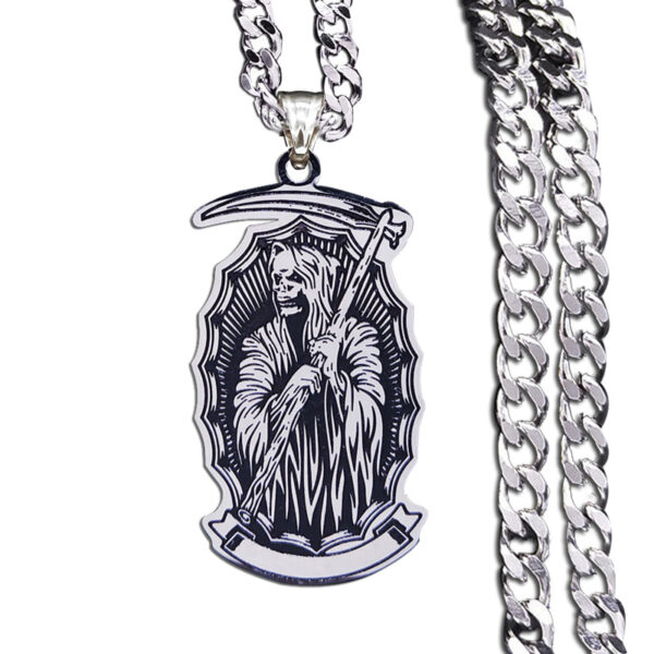 oly-b7460082da66a59904cd20f946b5a5c3 Wholesale New Death Sickle Skull Cut Oil Drop Stainless Steel Pendant Domineering Men's Necklace Exquisite