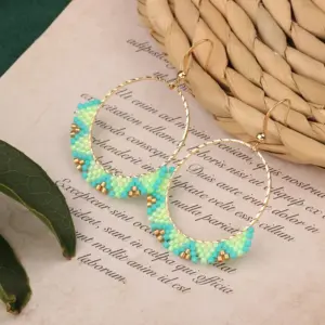 Style 22-Woven Blue Earrings [Imported Beads]]