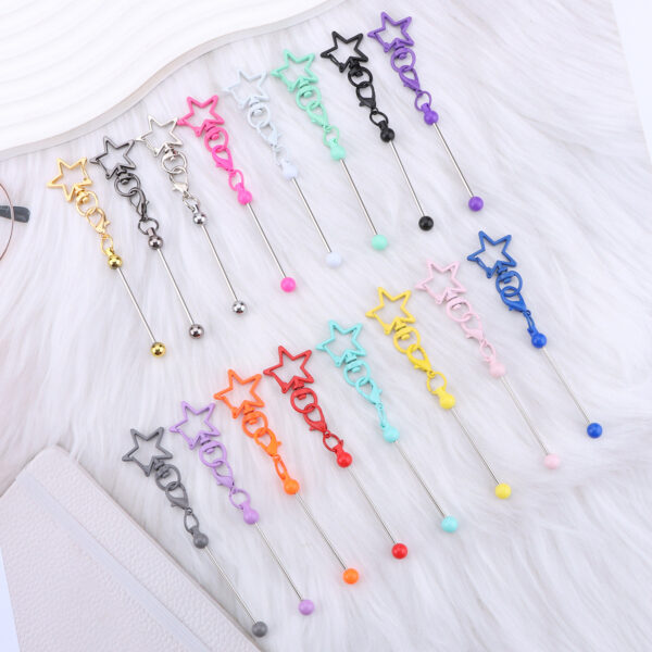 Wholesale DIY Beaded Five-Pointed Star Keychain Metal Beaded Keychain