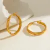 Wholesale Round Braided Vacuum Electroplating (In-Furnace) 18K Real Gold Plated 304 Stainless Steel No Inlay Material Hoop Earrings For Women
