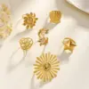 Wholesale PVD Coated Real Gold Plated Sunflower Star Shell 304 Stainless Steel Exaggerated Marine Style Simple Style Waterproof Non Tarnish Open Rings