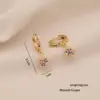 Wholesale Ion Plating (IP) Real Gold Plated Rainbow Moon Cherry 304 Stainless Steel Retro Classic Style Waterproof Non Tarnish Charm Sleeper Hoop Earrings Drop