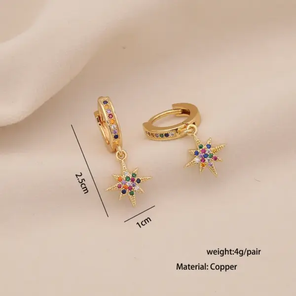 Wholesale Ion Plating (IP) Real Gold Plated Rainbow Moon Cherry 304 Stainless Steel Retro Classic Style Waterproof Non Tarnish Charm Sleeper Hoop Earrings Drop