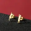 Wholesale PVD Coated 18K Gold Real Gold Plated Animal Cat 304 Stainless Steel Cute Basic Sweet Waterproof Non Tarnish Ear Studs