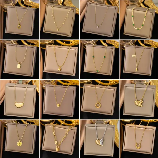 Wholesale PVD Coated Real Gold Plated Printing Titanium Steel Sweet Waterproof Non Tarnish Titanium Steel Pendant Necklace