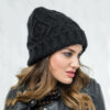 Wholesale Diamond check soft chunky wool knit hat