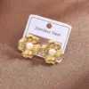 PVD Coated Real Gold Plated 18K Gold Little Daisy Flower Bow Knot 304 Stainless Steel Casual Vintage Style Vacation Waterproof Non Tarnish Earrings