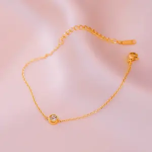 Gold Small round Diamond-Bracelets-Titanium Steel