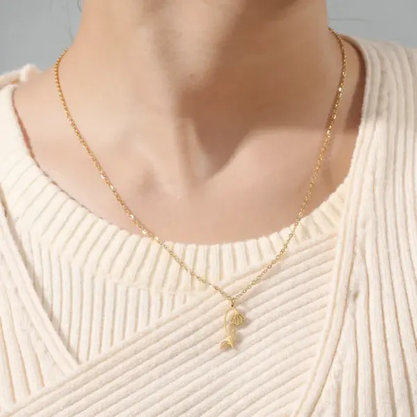 Wholesale Fashion Flower Stainless Steel Plating Pendant Necklace 1 Piece