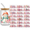 Wholesale Cute Animal Christmas Pink 16oz Cup UV DTF Wraps