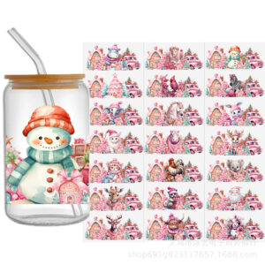 oly-b77574ec3230d96bcde555cea95cee0c Wholesale Cute Animal Christmas Pink 16oz Cup UV DTF Wraps