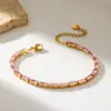 Wholesale For Women Geometric Bracelets In 304 Stainless Steel With 18K Real Gold Plated Coating 0.03µm Featuring Zircon And Full Diamond Chain