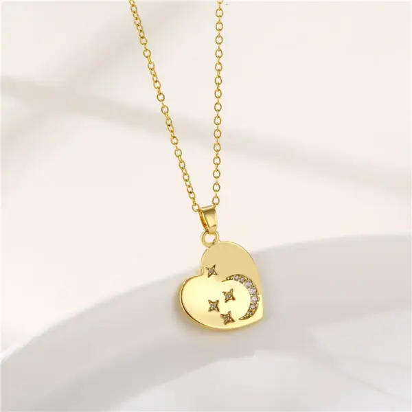 Wholesale Water Plating Vacuum Real Gold Plated 18K Sun Heart Shape Whale 304 Stainless Steel Titanium INS Style Waterproof Non Tarnish 201 Pendant Necklace