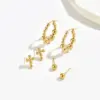 Wholesale 201 Stainless Steel Geometric Ion Plating (IP) 18K Gold Plated Simple Style Classic Style Cool Style Waterproof Non Tarnish Ear Studs
