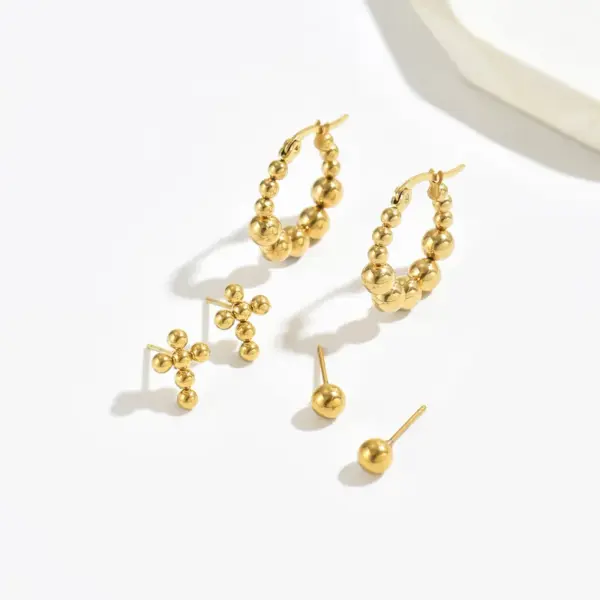 Wholesale 201 Stainless Steel Geometric Ion Plating (IP) 18K Gold Plated Simple Style Classic Style Cool Style Waterproof Non Tarnish Ear Studs