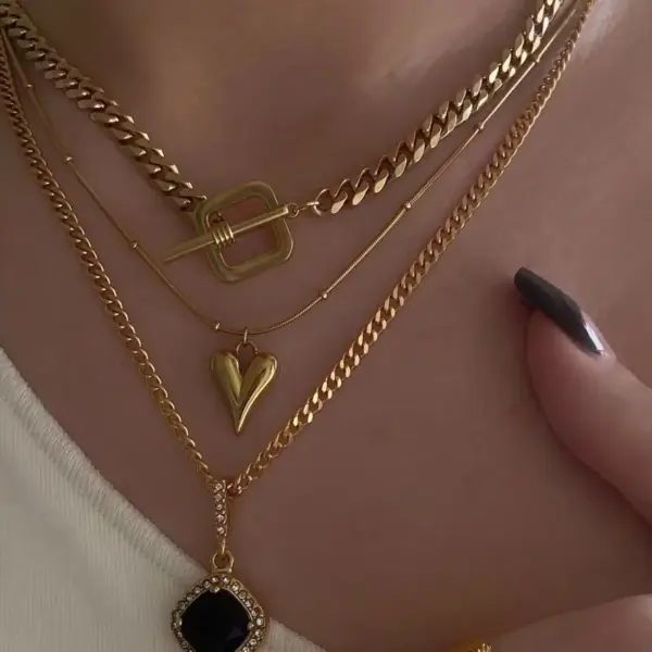 PVD Coated 18K Gold Plated Heart Shape 304 Stainless Steel IG Style Sweet Waterproof Non Tarnish 304 Stainless Steel Pendant Necklace